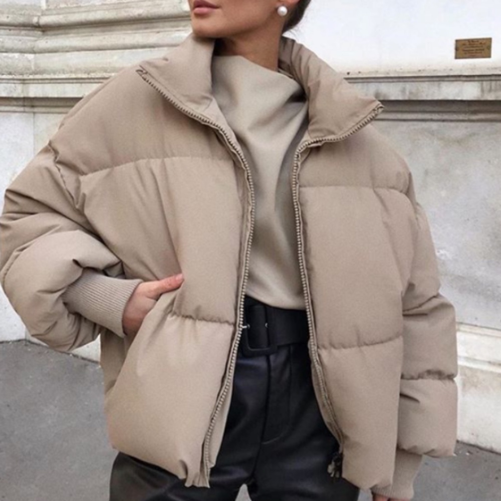 Zara puffer beige coat